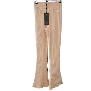 Bo+Tee Womens Ribbed Wide Leg Pull On Pants, Thick, Lined, Cream Pink,Size Small